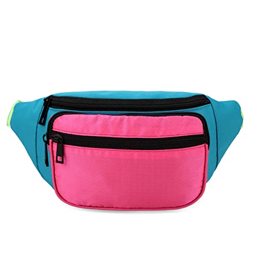 Refreedom 80s Neon Waist Fanny Pack for 80s Costumes,Festival Travel Party  (Rose, onesize)