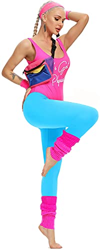 Refreedom Womens 80s Workout Costume Outfit 80s Accessories Set