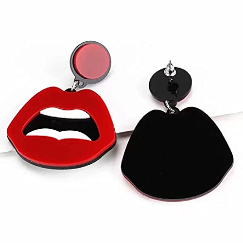 Refreedom Women Fashion Retro 1980s Style Costume Earring Red mouth Acrylic