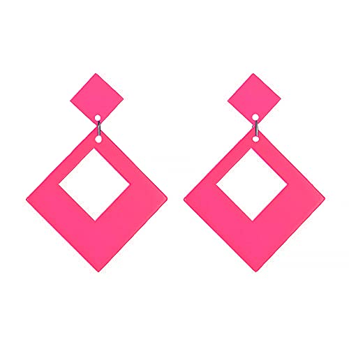 Refreedom Women Fashion Retro 1980s Style Costume Earring Pink Sq ONE Size