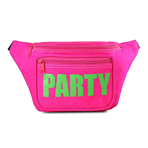 Refreedom 80s Neon Waist Fanny Pack for 80s Costumes,Festival Travel Party (onesize, Pink Party)