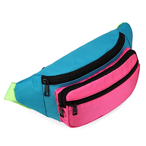 Refreedom 80s Neon Waist Fanny Pack for 80s Costumes,Festival Travel Party  (Rose, onesize)