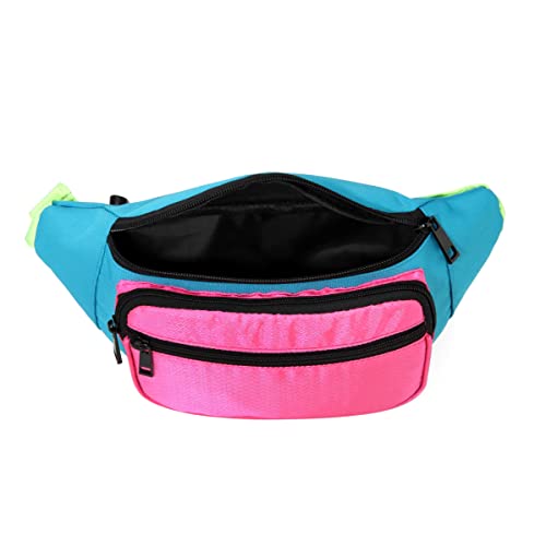 Refreedom 80s Neon Waist Fanny Pack for 80s Costumes,Festival Travel Party (Rose, onesize)