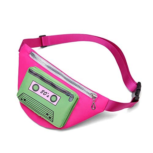 Refreedom 80s Neon Waist Fanny Pack for 80s Costumes,Festival Travel Party (onesize, pink2)
